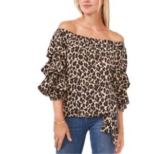 Vince camuto Leopard Print Off-Shoulder Women's Top